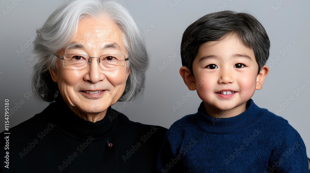 Portrait of a Grandmother and Grandson, Multi-Generational Family Connection Portrait of a Grandmother and Grandson, Multi-Generational Family Connection