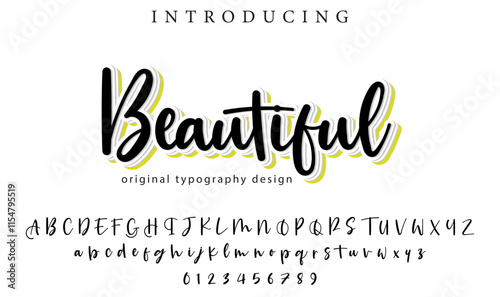 Beautiful Font Stylish brush painted an uppercase vector letters, alphabet, typeface