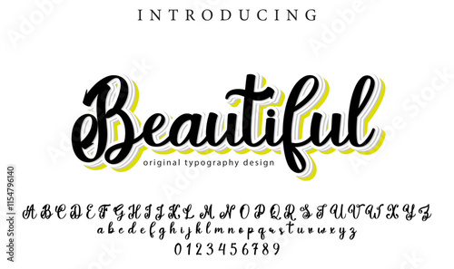 Beautiful Font Stylish brush painted an uppercase vector letters, alphabet, typeface