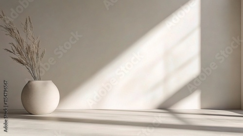 Minimalist Studio Background with Neutral Tones and Natural Elements