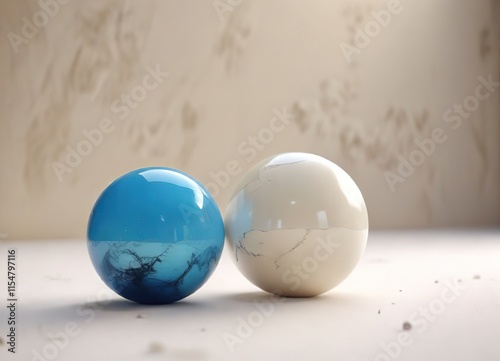 delicate blue orb nestled within an ivory expanse, gentle curve, subtle shading