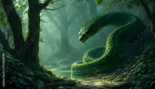 A big snake in jungle with a wonderful background