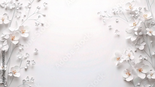 Elegant 3D White Floral Illustration on Neutral Background