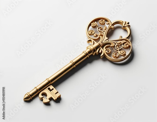 golden key isolated on white