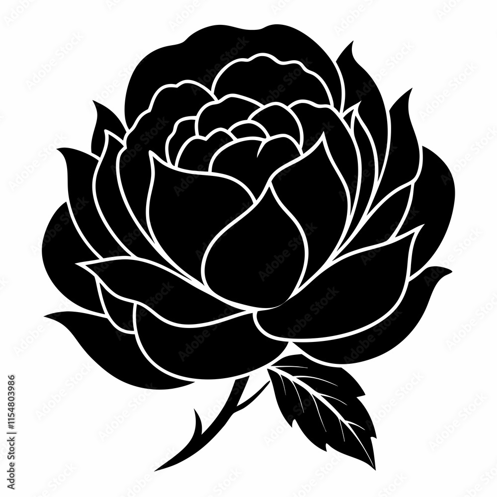 Peony Perfection black silhouette vector Peony Perfection black silhouette vector
