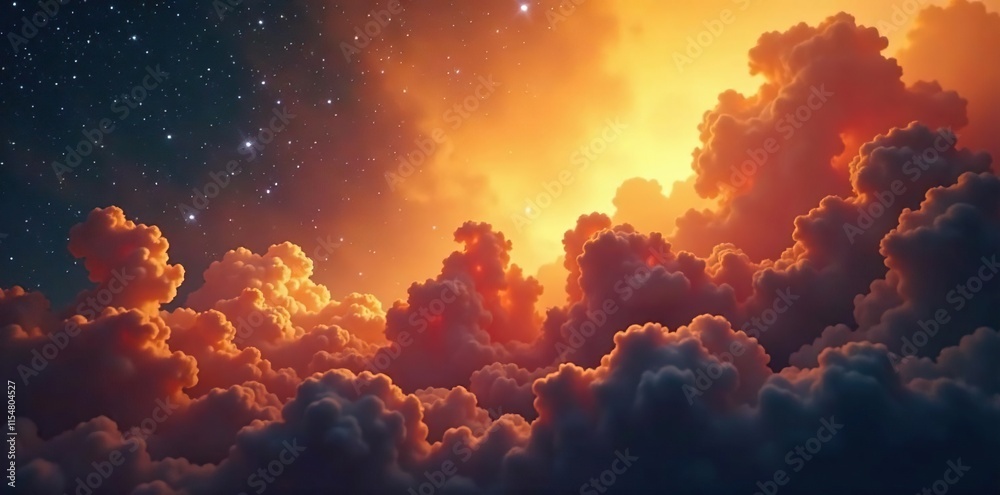 Fototapeta premium large nebula with bright yellow and orange glow, nebula cloud, space fog, orange nebula