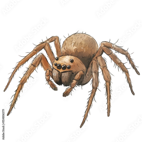 Realistic Illustration of a Wolf Spider Depicting Its Detailed Features and Unique Characteristics photo