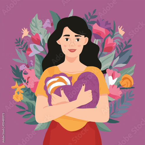 woman illustrating international women's day with fictional character victor Art with Cartoon