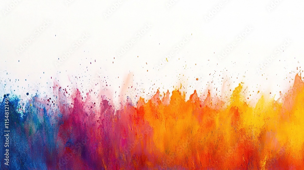 Fototapeta premium Colorful Rainbow Paint Explosion Against a White Background
