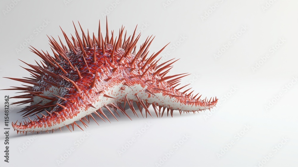 Spiked Starfish on White Background with Detailed Textures and Colors