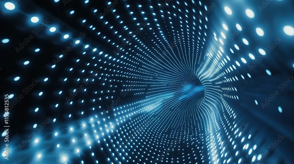 Abstract Blue Dotted Pattern in 3D with Dark Background Abstract Blue Dotted Pattern in 3D with Dark Background