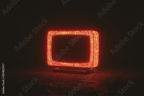 A stylized HD TV icon with a glowing rectangular outline and soft light gradients, centered on a plain background photo