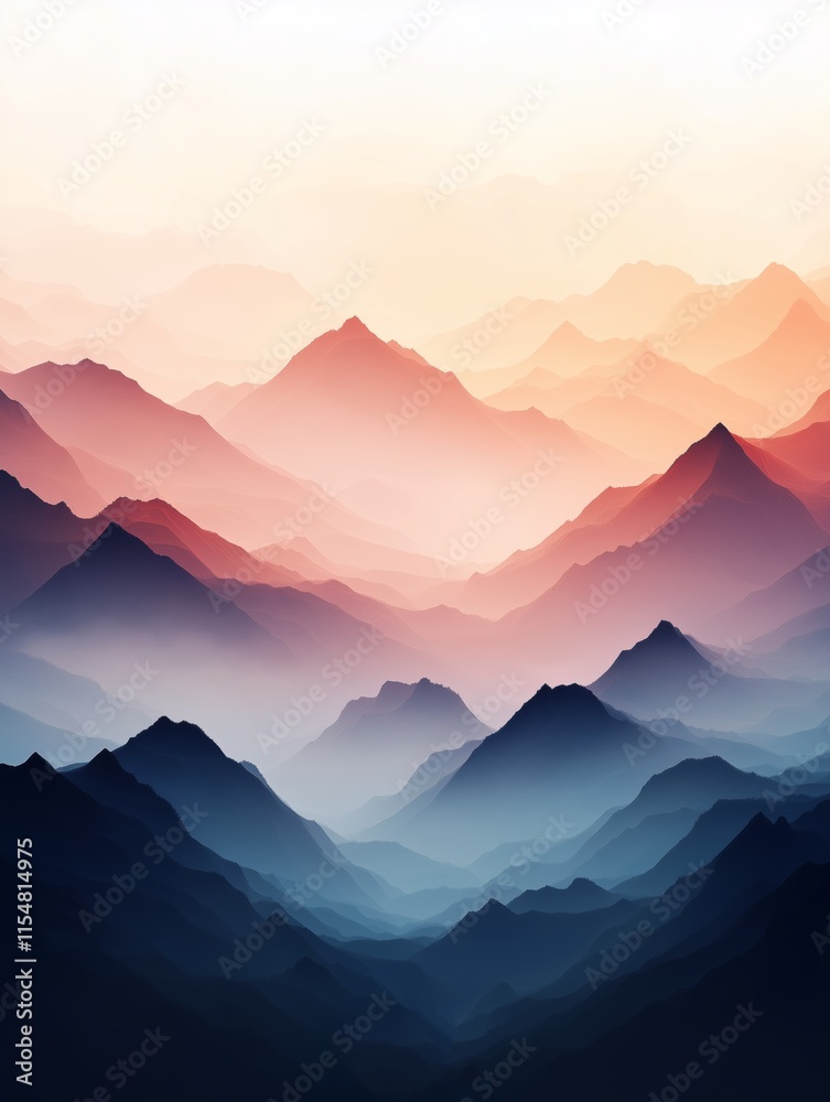 Obraz premium Majestic layered mountains at sunrise casting soft hues across the horizon
