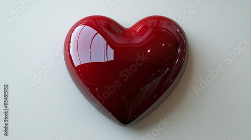 A smooth, transparent 3D-rendered heart with vibrant red accents on a clean white canvas photo