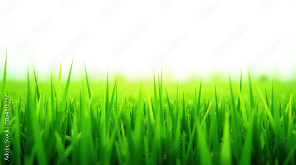 Fototapeta premium Vibrant Green Blades of Grass Reaching for Sunlight in a Serene Meadow