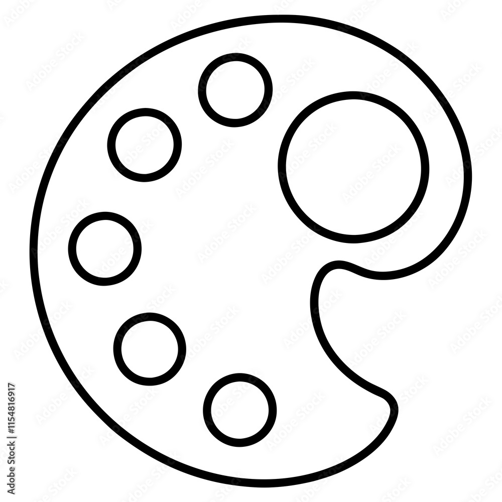 Art Palette Line Art Vector Illustration Art Palette Line Art Vector Illustration