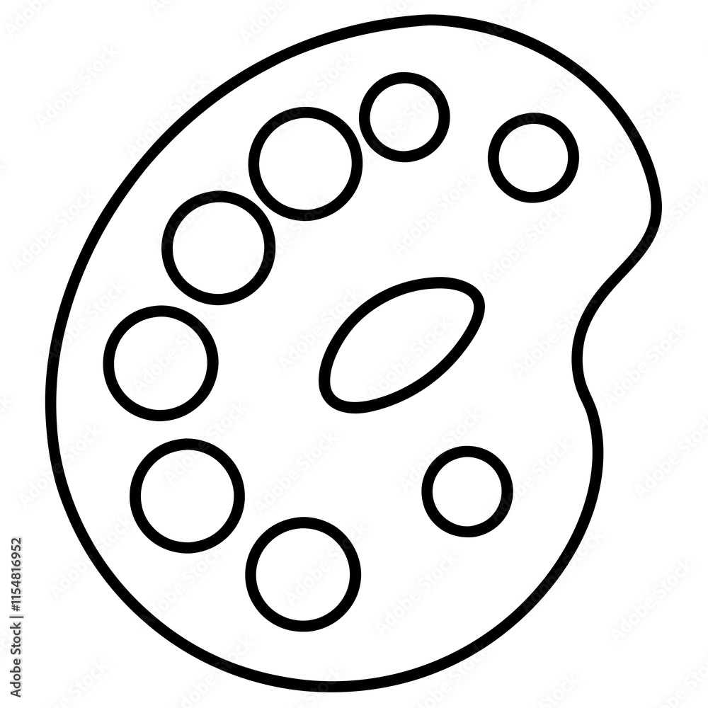 Art Palette Line Art Vector Illustration Art Palette Line Art Vector Illustration