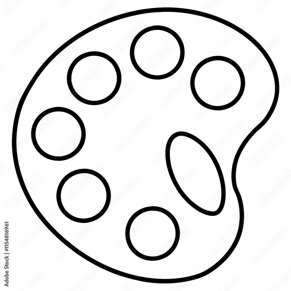 Art Palette Line Art Vector Illustration Art Palette Line Art Vector Illustration