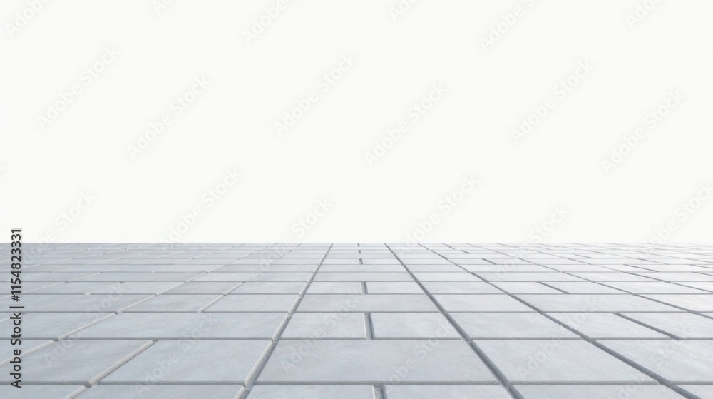 Clean, Light Gray Pavement Tiles Extending to a Bright White Background, Ideal for Product Placement and Design Projects