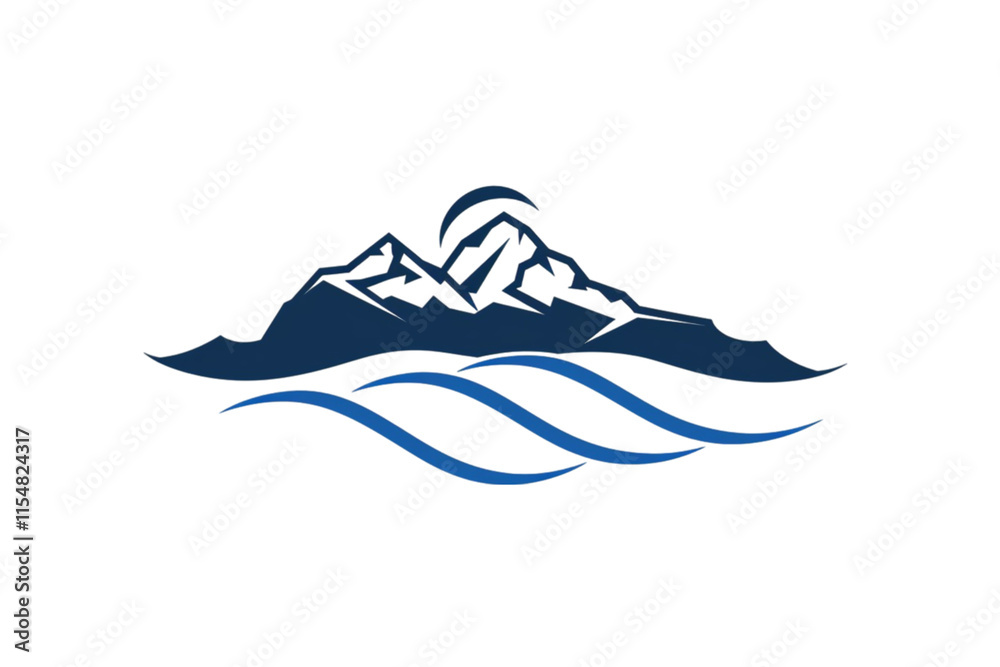 Line Art Logo of a Mountain Isolated on Transparent Background Line Art Logo of a Mountain Isolated on Transparent Background