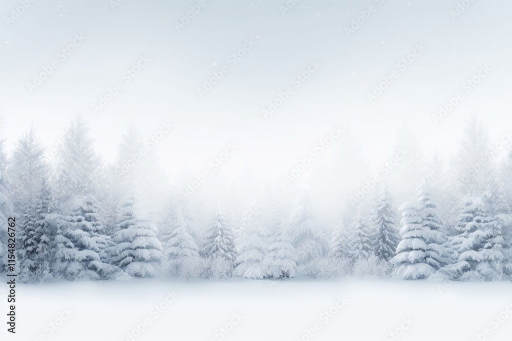Fototapeta premium Christmas winter forest scene with ample white space for custom text or messages