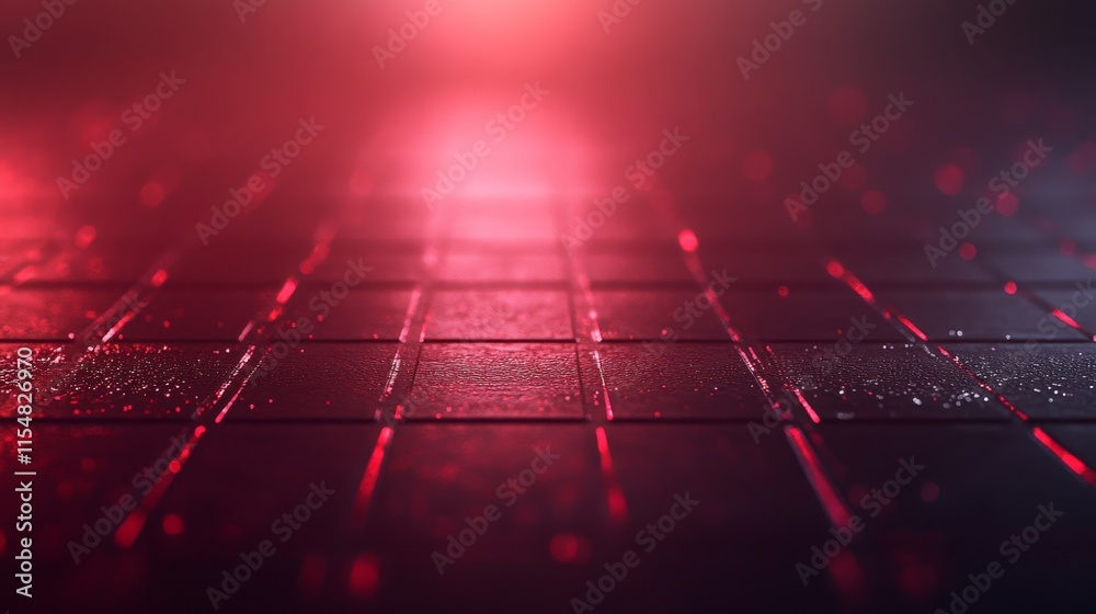 Obraz premium Dynamic promotional banner showcases glowing neon text and geometric patterns against a dark digital grid, with ample copy space on the right for additional content