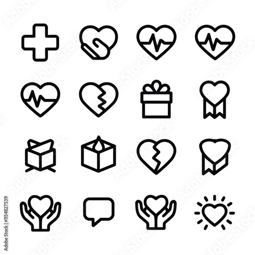 Heart Sign Line icon set 