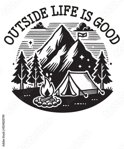 Outside life is goo Camping shirt vector, Backpacking, Hiking Lover, Outdoors, Adventure, Nature, Wilderness, Gear, Equipment, Essentials, Survival, Skills, Techniques, Tips, Tricks, Safety, 