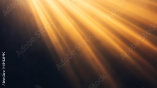 Golden sun rays illuminate a dark backdrop, generating a warm and inviting overlay effect, perfect for creative projects needing vibrant imagery and space for text