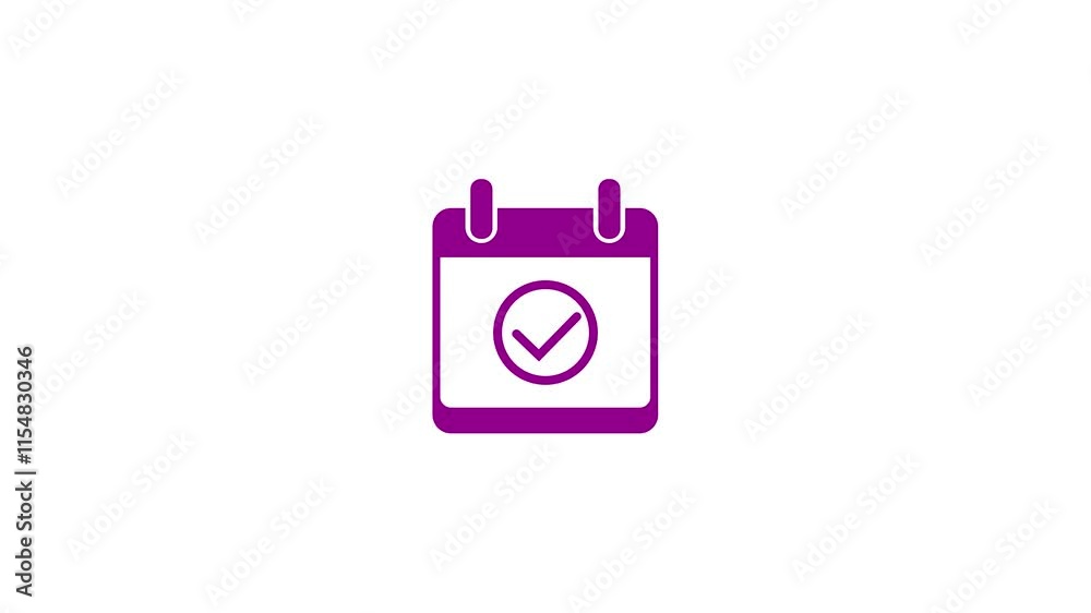 Abstract moving calendar icon animation with check mark icon animation. Abstract moving calendar icon animation with check mark icon animation.