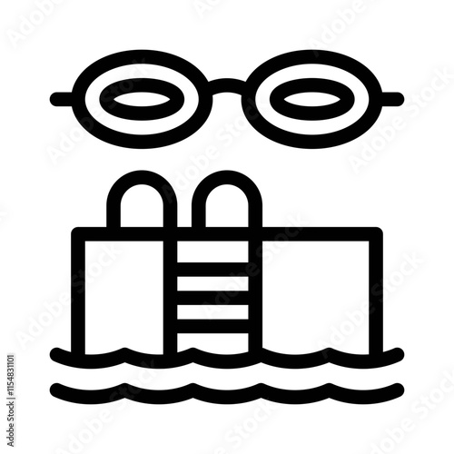 swimming line icon photo