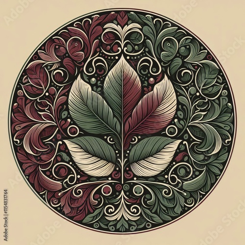 179 Maroon & Moss Green Dark earthy red with a muted green Izobr photo