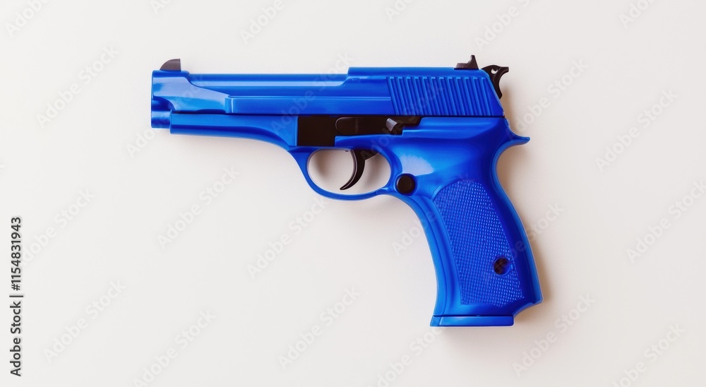 Bright Blue Gun on a White Background for Creative Projects