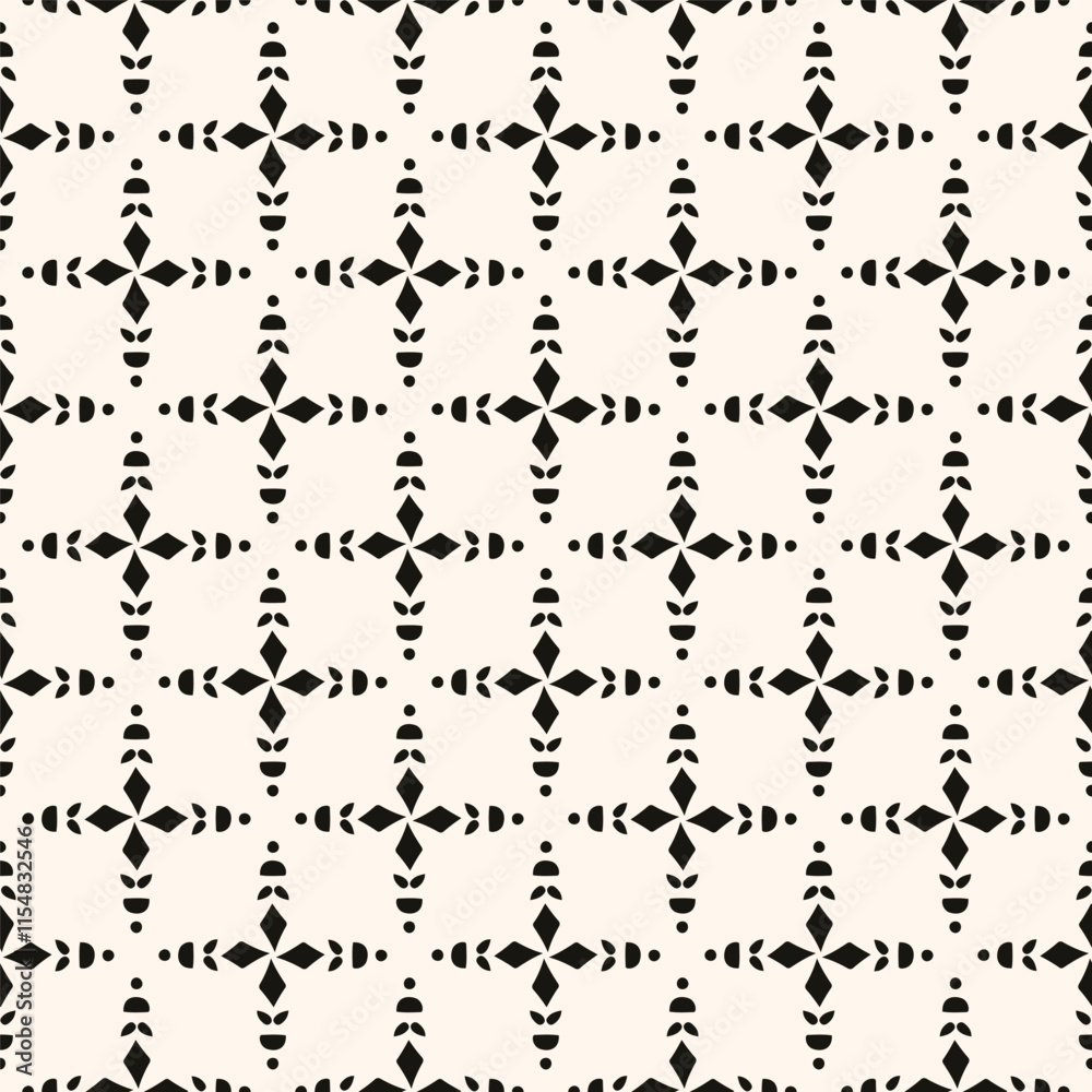 Simple minimalist geometric seamless pattern. Abstract monochrome minimal background with small floral shapes. Subtle repeat design for decor, print. Simple minimalist geometric seamless pattern. Abstract monochrome minimal background with small floral shapes. Subtle repeat design for decor, print.