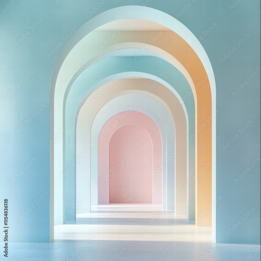 Fototapeta premium Repetitive archways in minimalist contemporary architecture a photographic exploration