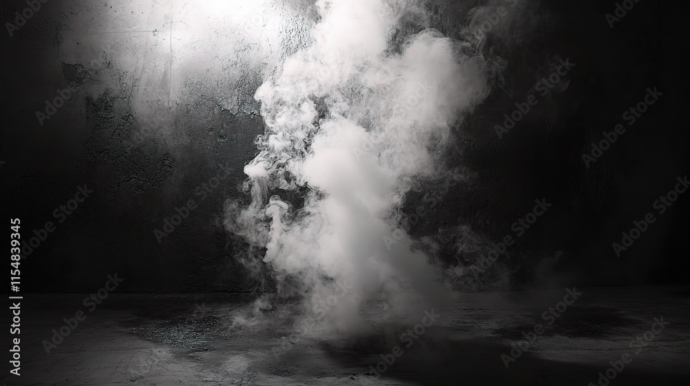 Abstract Dark Smoke Rising from Empty Cement Wall Background Abstract Dark Smoke Rising from Empty Cement Wall Background