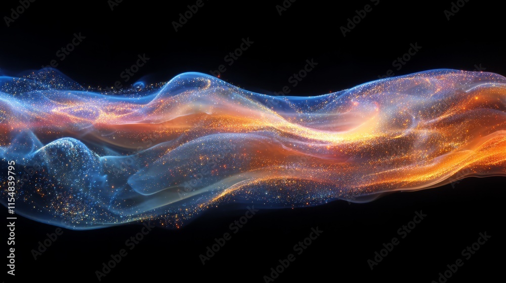 Fototapeta premium Bold and dynamic motion of multicolored smoke, glowing vibrantly on a black background 