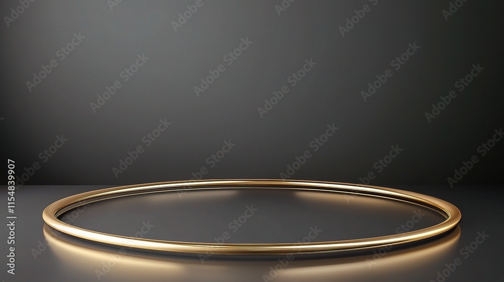 Sleek Round Gold Metal Podium on Gray Background for Showcase