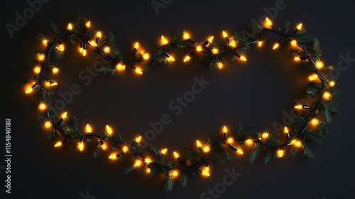 Wallpaper Mural Festive Garland with Yellow Lights on Dark Background Torontodigital.ca