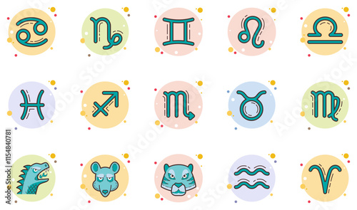 Set of Zodiac Symbols icons