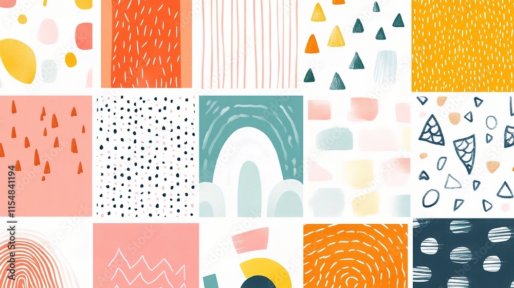 Fototapeta premium Colorful Geometric Rainbow Vector Patterns for Seamless Design