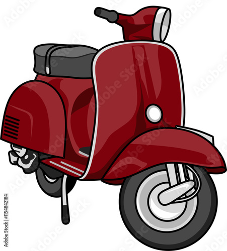 Red classic motorcycle isolated on white background