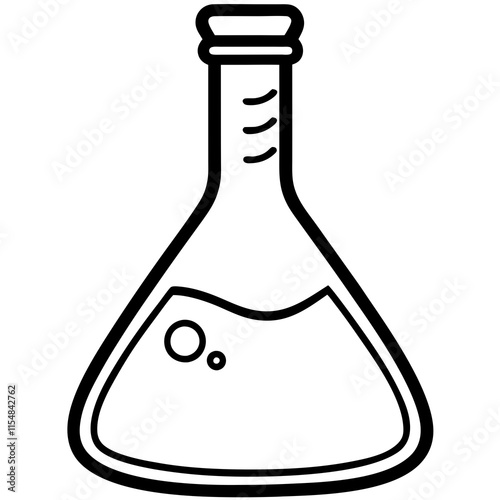 Chemistry Flask Line Art Vector Illustration