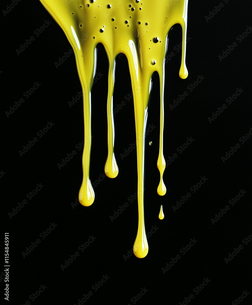 Yellow slime dripping isolated on black background Yellow slime dripping isolated on black background