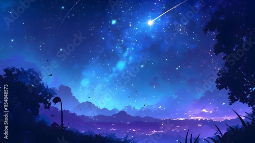 Obraz na płótnie Cartoon starlit night sky with vivid details w salonie