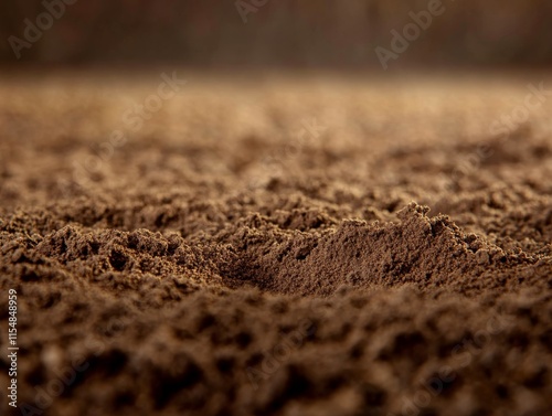 Wallpaper Mural A close-up view captures the entrance of a molehill, highlighting the fine details of loose soil and tiny grooves, revealing the creature's digging activity Torontodigital.ca