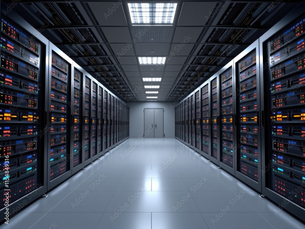 Fototapeta premium Modern Data Center Server Room IT Infrastructure Technology Network