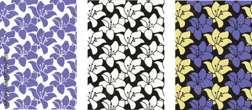 Lily flower vector files for packaging design, fabric prints, wallpaper, book covers, printed materials, wrapping, equipment. Files can be customized for work.