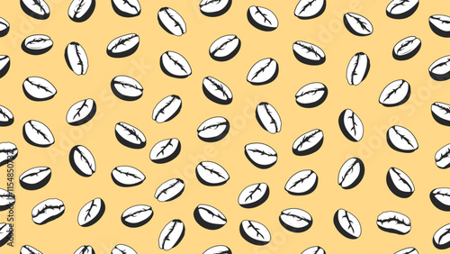 Coffee beans seamless pattern. Vintage style coffee beans motif background for coffee shop