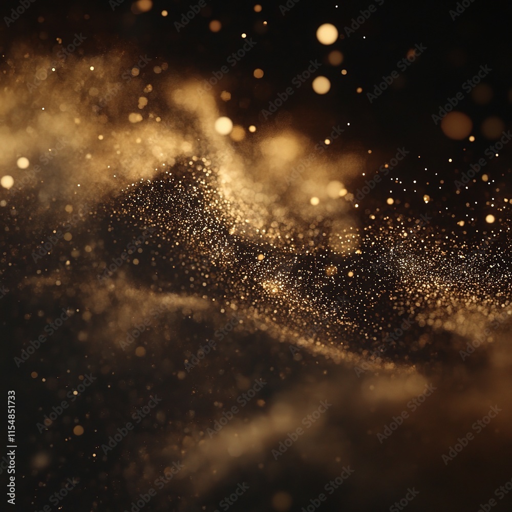 Golden Particles Glittering in a Defocused Dark Background Golden Particles Glittering in a Defocused Dark Background